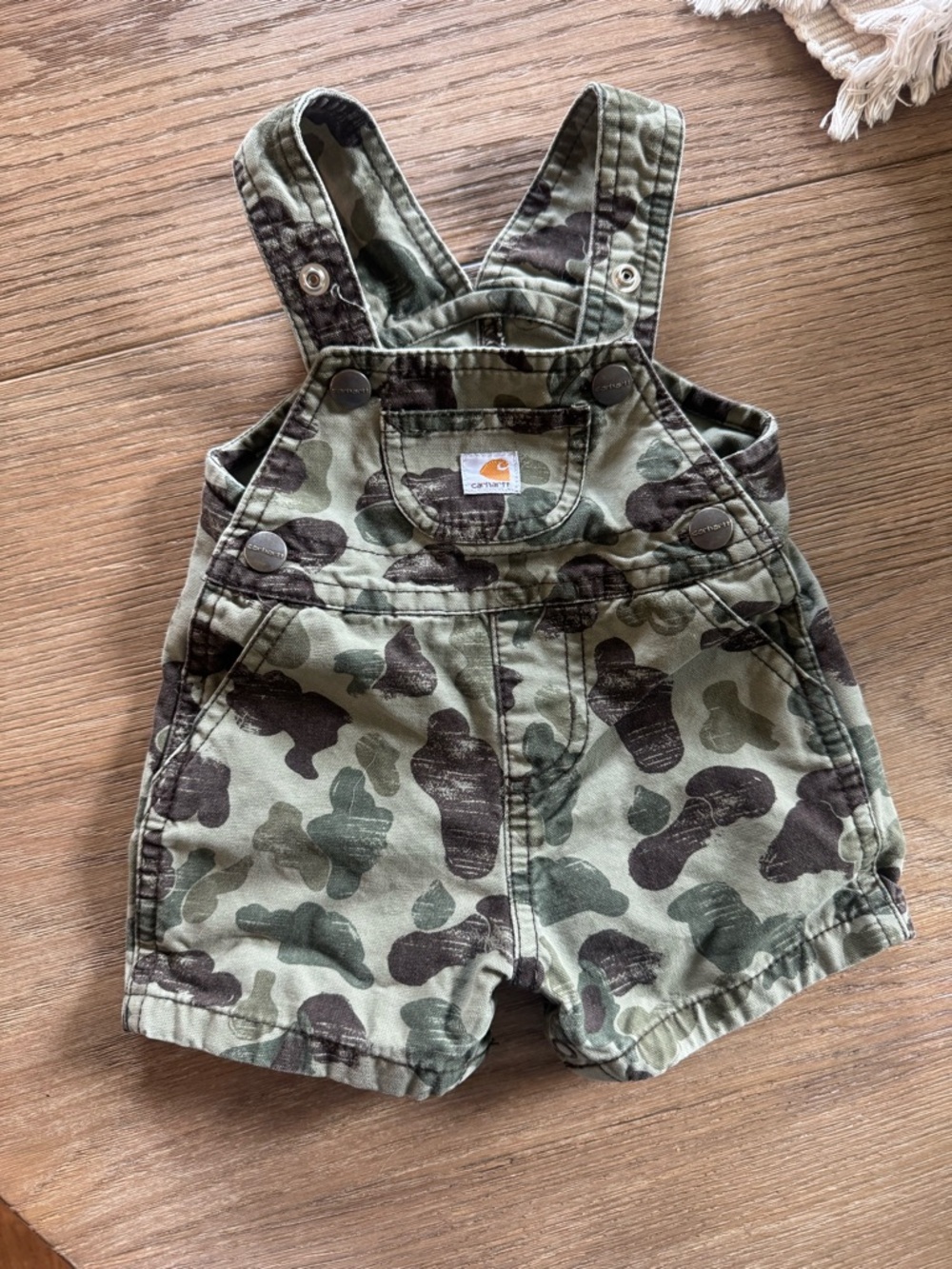 Carhartt Kids Camo Shortalls - Olive and Dark Green